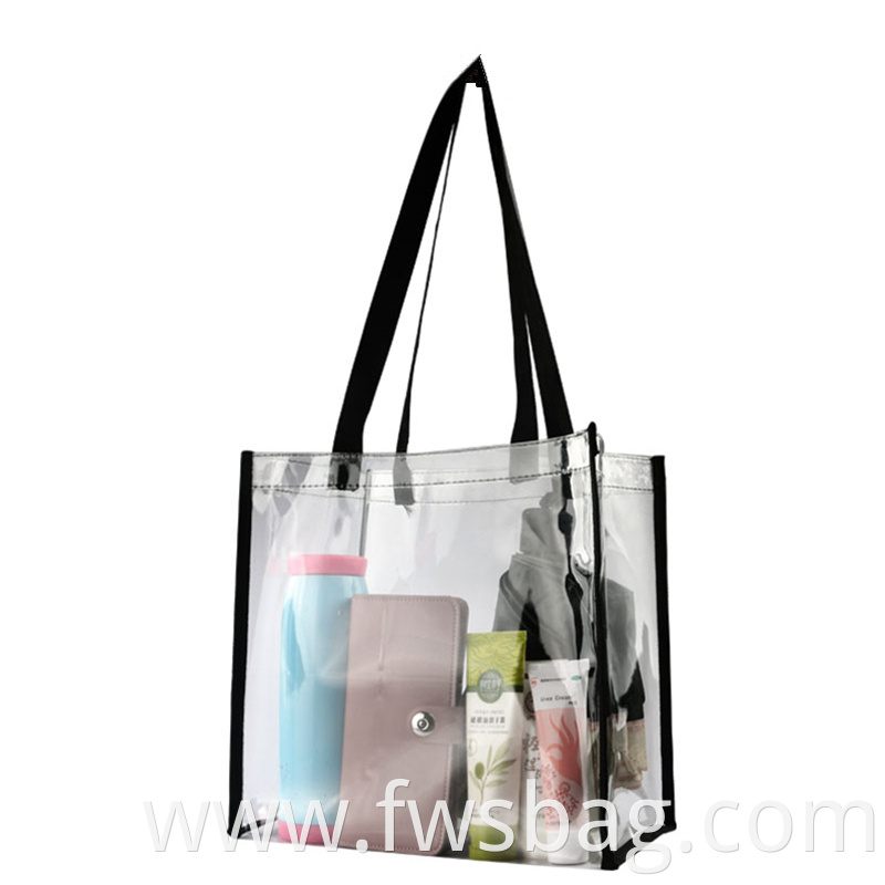 Custom High Quality Ecommerce Store 12x6x12 Inches Pvc Transparent Women Handbag Shoulder Style Beach Clear Tote Bag1